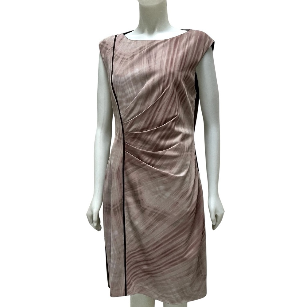 TAHARI Watercolor Powder Pink Dress Side Pleat Office Carrier Capsule Old Money